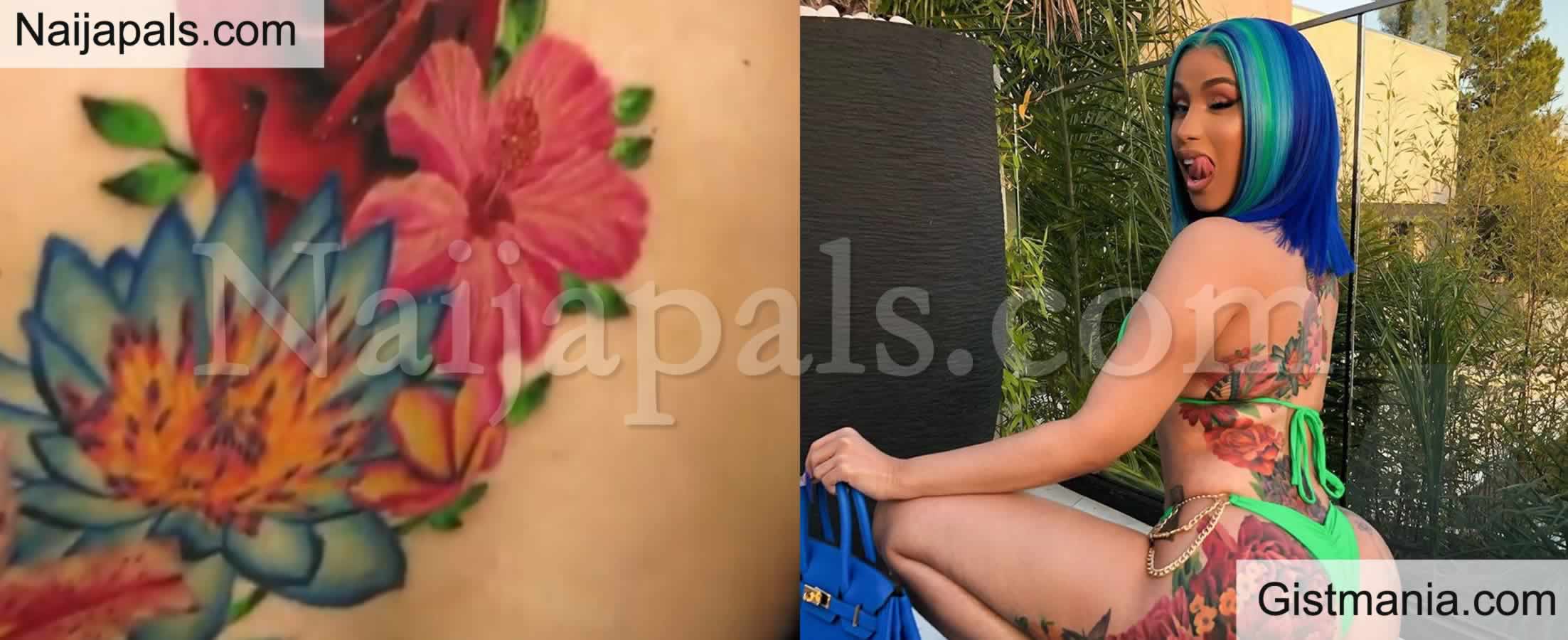 Rapper Cardi B Shows Off Her New Massive Back Tattoo VIDEO  Gistmania