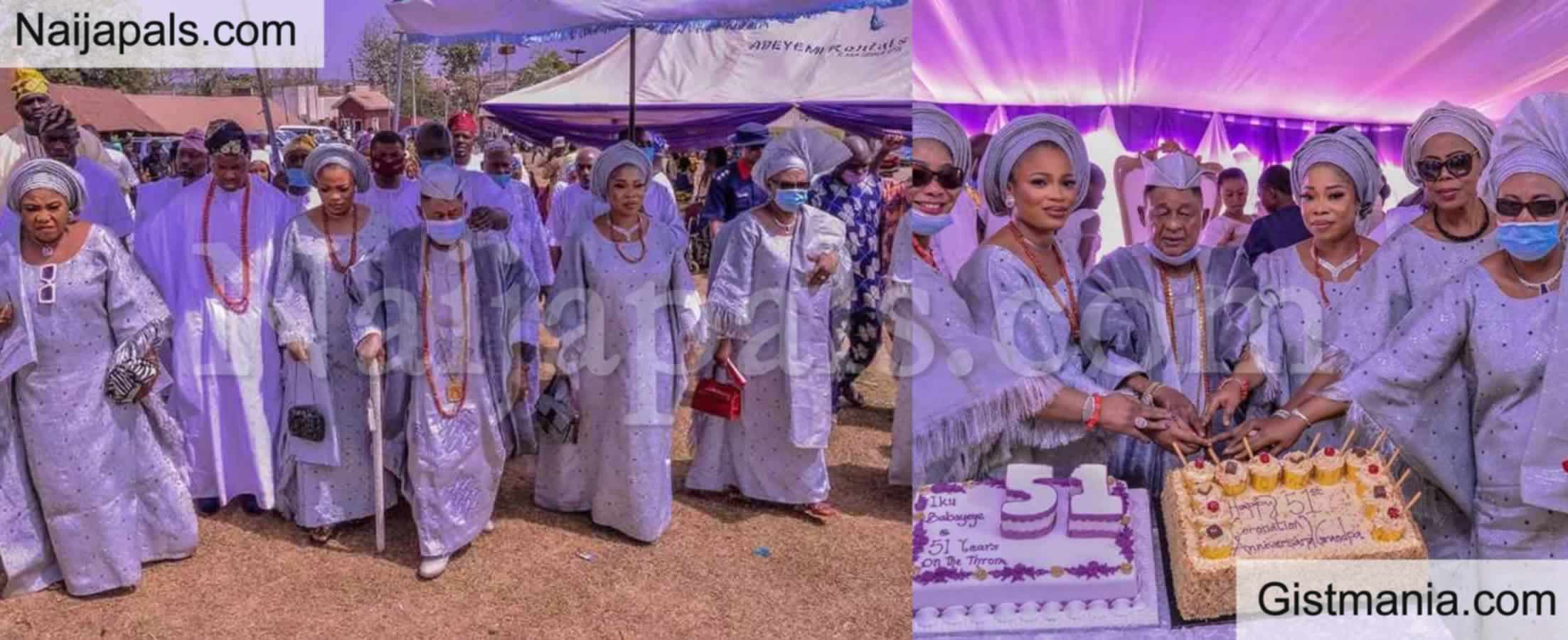 <img alt='.' class='lazyload' data-src='https://img.gistmania.com/emot/video.gif' /><b> Alaafin of Oyo and His Oloris Dancing On His 51st Coronation Anniversary Party</b> (VIDEO)