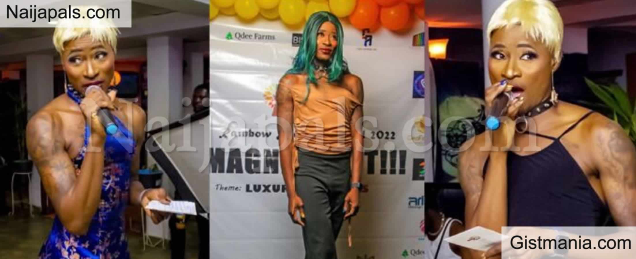 <img alt='.' class='lazyload' data-src='https://img.gistmania.com/emot/photo.png' /> <b>LGBTQ Activist, Bisi Alimi Changes Into 4 Feminine Clothes As He Hosts A Show In Lagos</b>