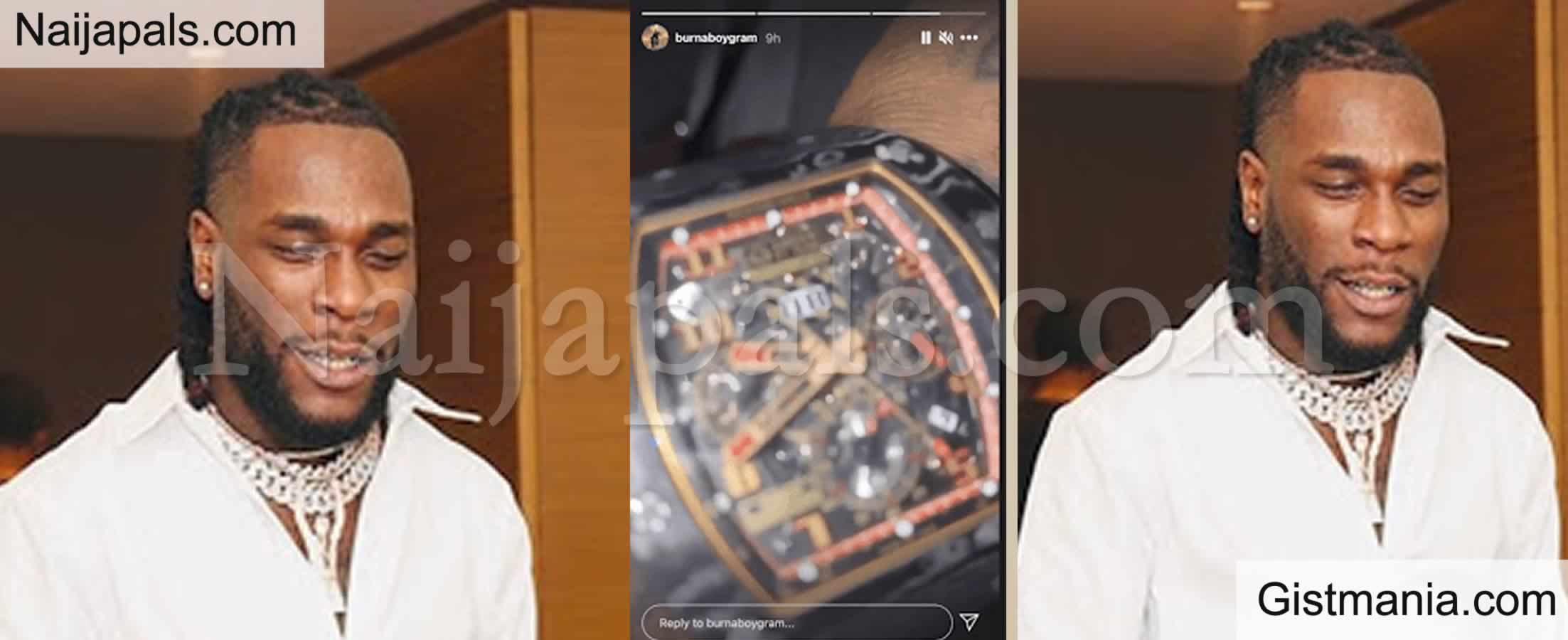 Burna Boy Shows Off A Richard Mille Wrist Watch Worth N100 Million