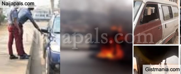 SHOCKING! Commercial Bus Driver Sets Traffic Control Officer on Fire in Edo (Video)