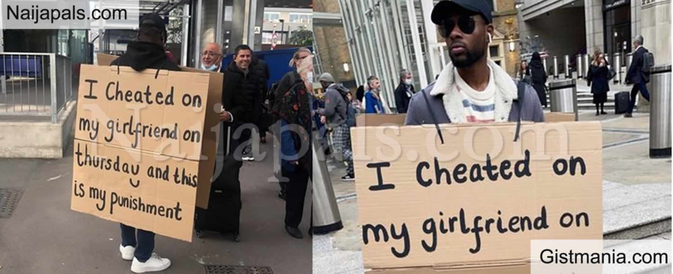 Man Caught Cheating On His Girlfriend Serves Weird Punishment On The Streets Of London Photo