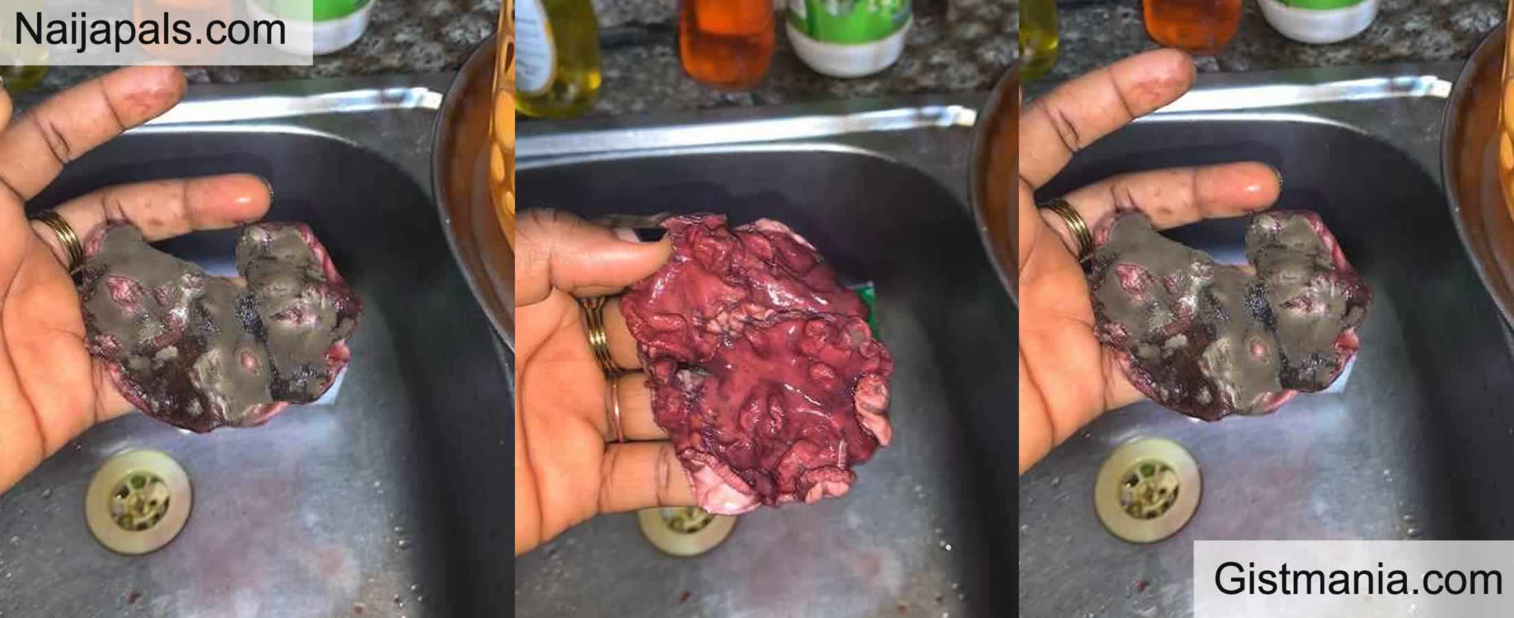 WEIRD; Lady Shares Photos Of Substance She Found Inside Pack Of Grape Juice