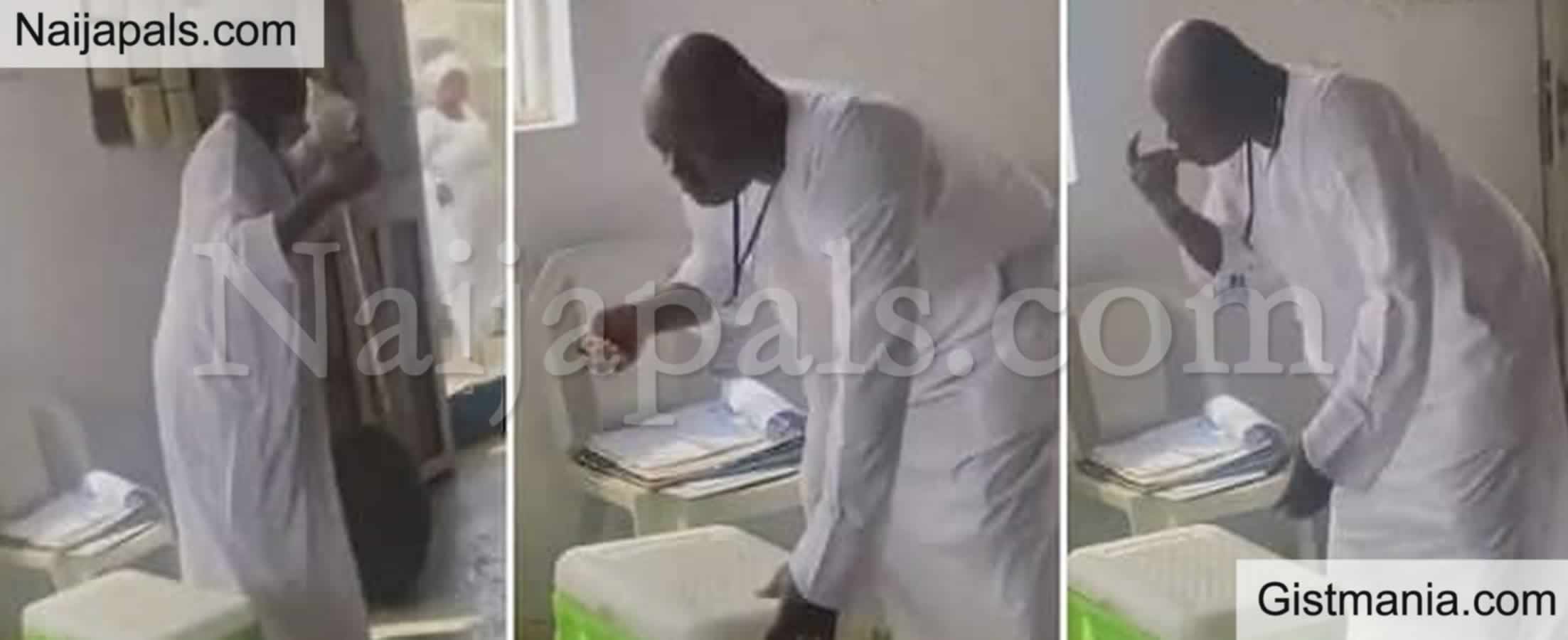 <img alt='.' class='lazyload' data-src='https://img.gistmania.com/emot/laugh.gif' /><b> Hilarious Video Of Church Member Caught Scooping Food While Dancing Close To Cooler</b>