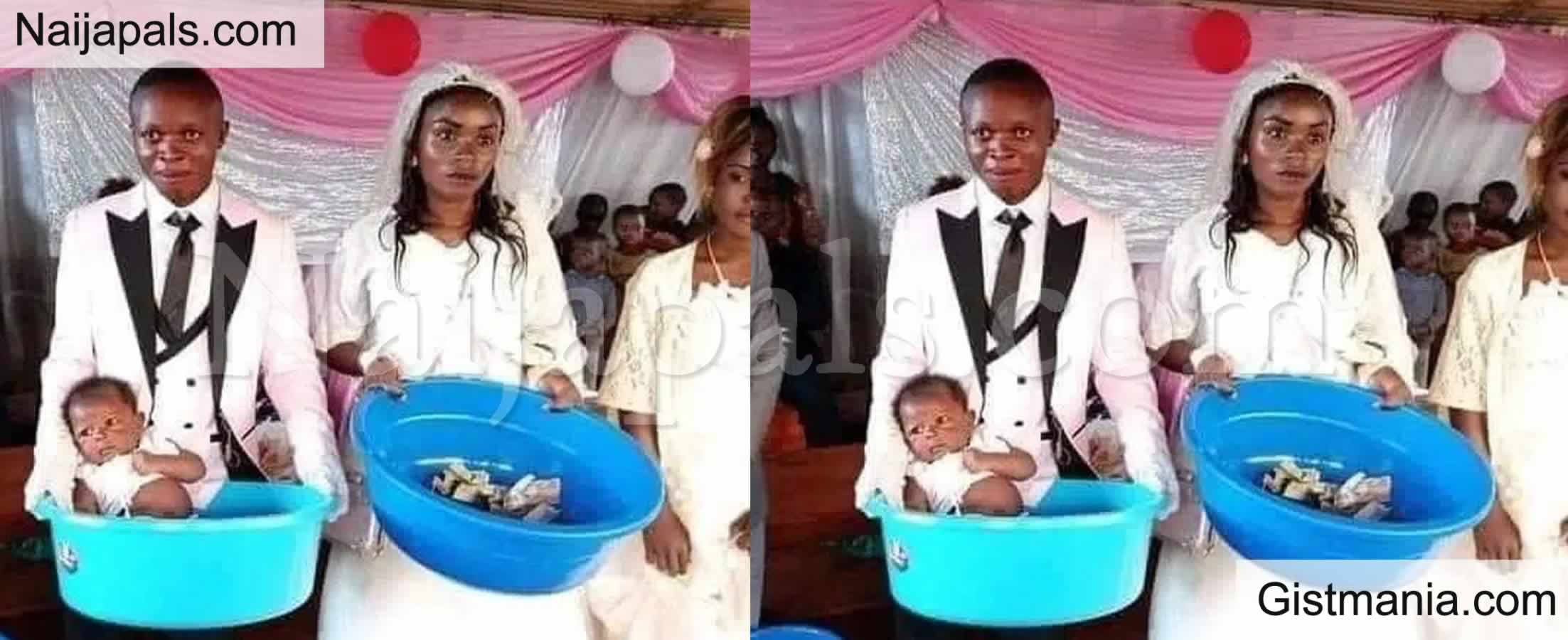 <img alt='.' class='lazyload' data-src='https://img.gistmania.com/emot/shocked.gif' /> <b>Drama On Wedding Day As Ex-Lover Reportedly Abandons Baby For Groom In Akwa Ibom State</b>