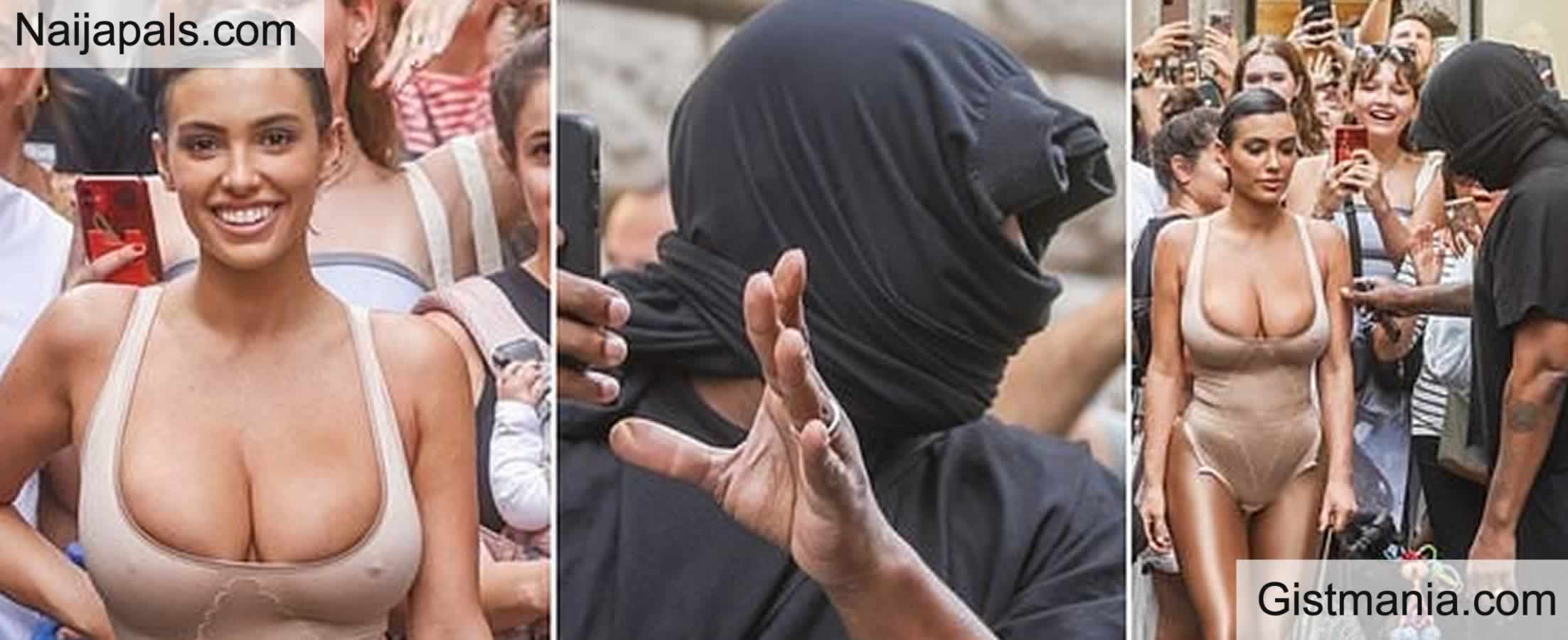 PICS: Kanye West Causes Stir As He Directs Wife, Bianca To Pose In Front Of Excited Fans