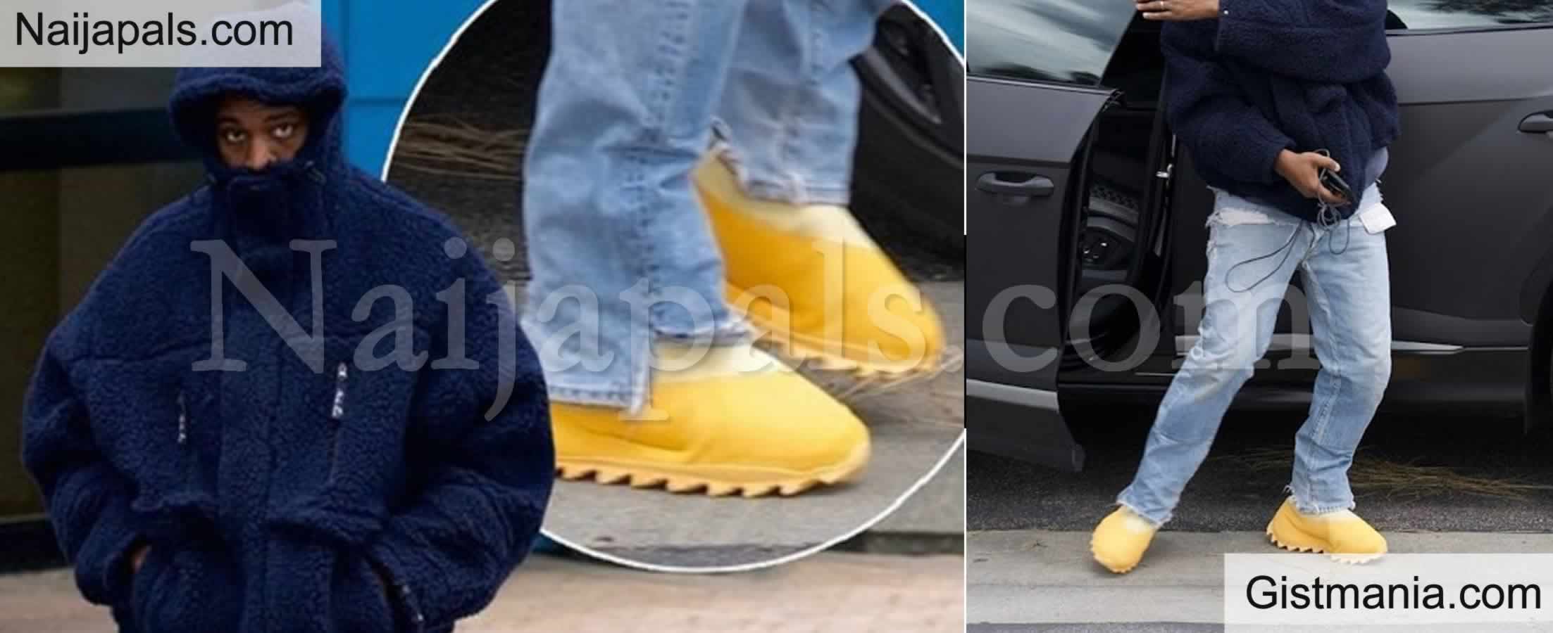 Kanye wearing hot sale yeezy boots