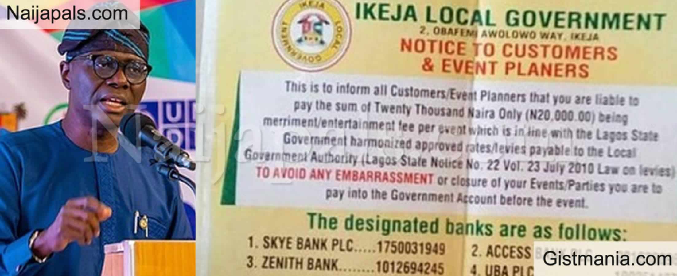 BREAKING: Ikeja Residents To Pay N20 000 Merriment Levy Before
