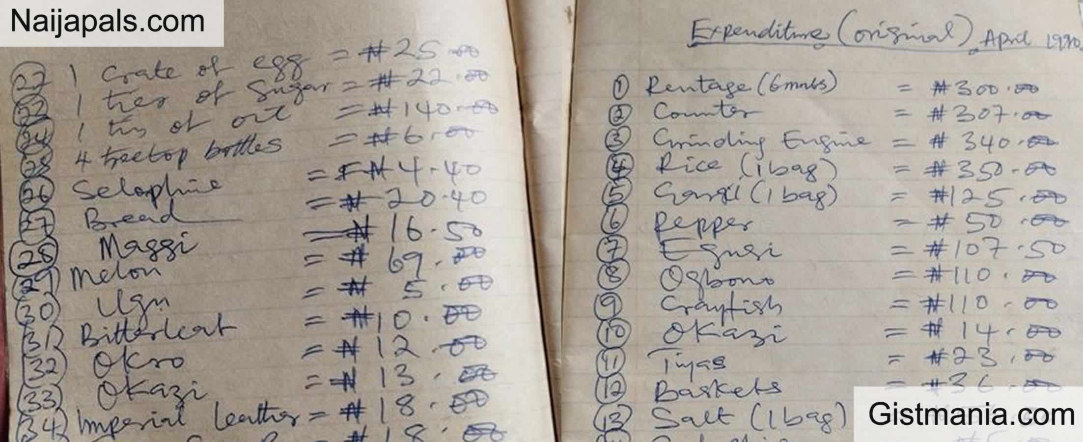 PHOTOS: Nigerian Man Shares Shopping List From The 90s With Prices Of Food Items