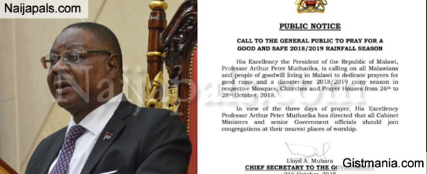 Malawi S President Peter Mutharika Orders Prayer In Churches And
