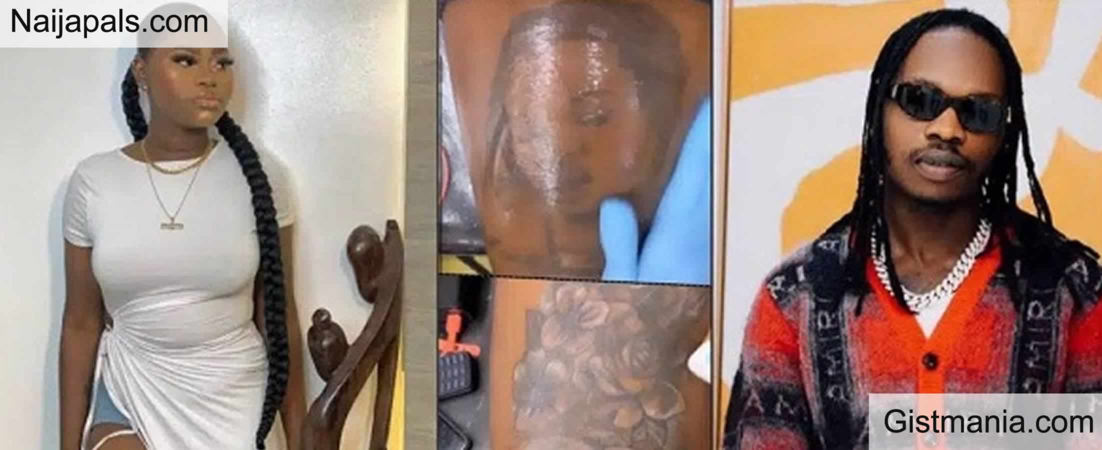 Naira Marley rendered speechless again as die-hard female fan tattoos his  name on her chest - Legit.ng