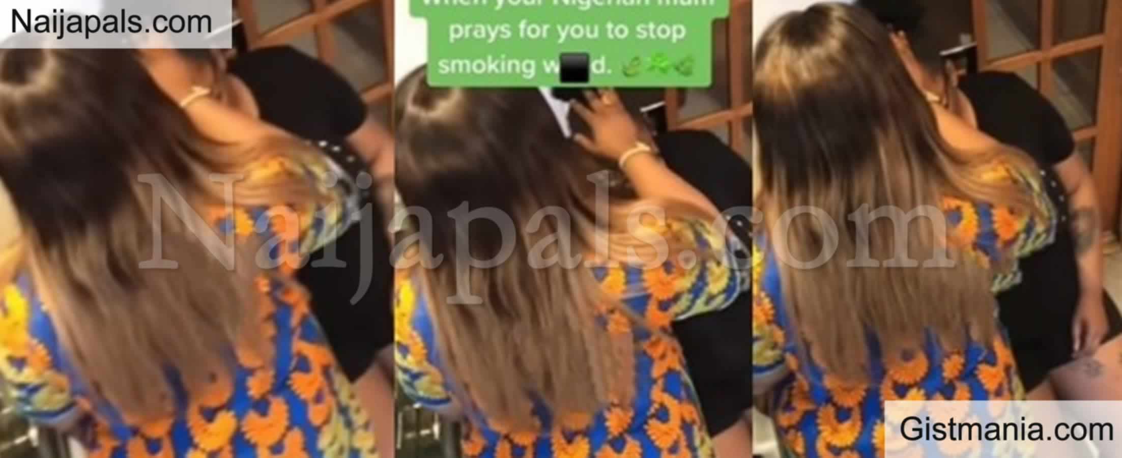 <img alt='.' class='lazyload' data-src='https://img.gistmania.com/emot/video.gif' /> <b>Nigerian Mum Places Hand And Daughter To Pray For Her To Stop Smoking Weed </b>(VIDEO)