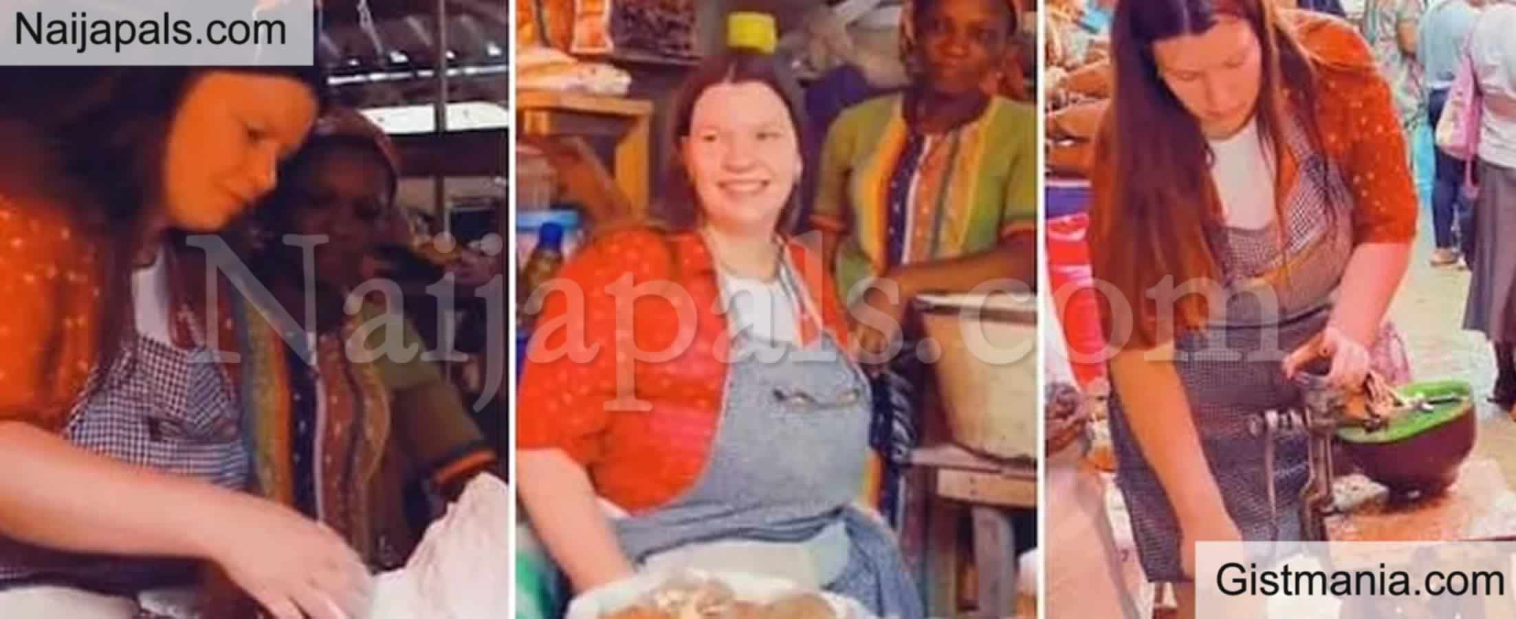 <img alt='.' class='lazyload' data-src='https://img.gistmania.com/emot/video.gif' /> <b>Oyinbo Woman Spotted Grinding And Selling Foodstuff In Abuja Market</b> (VIDEO)