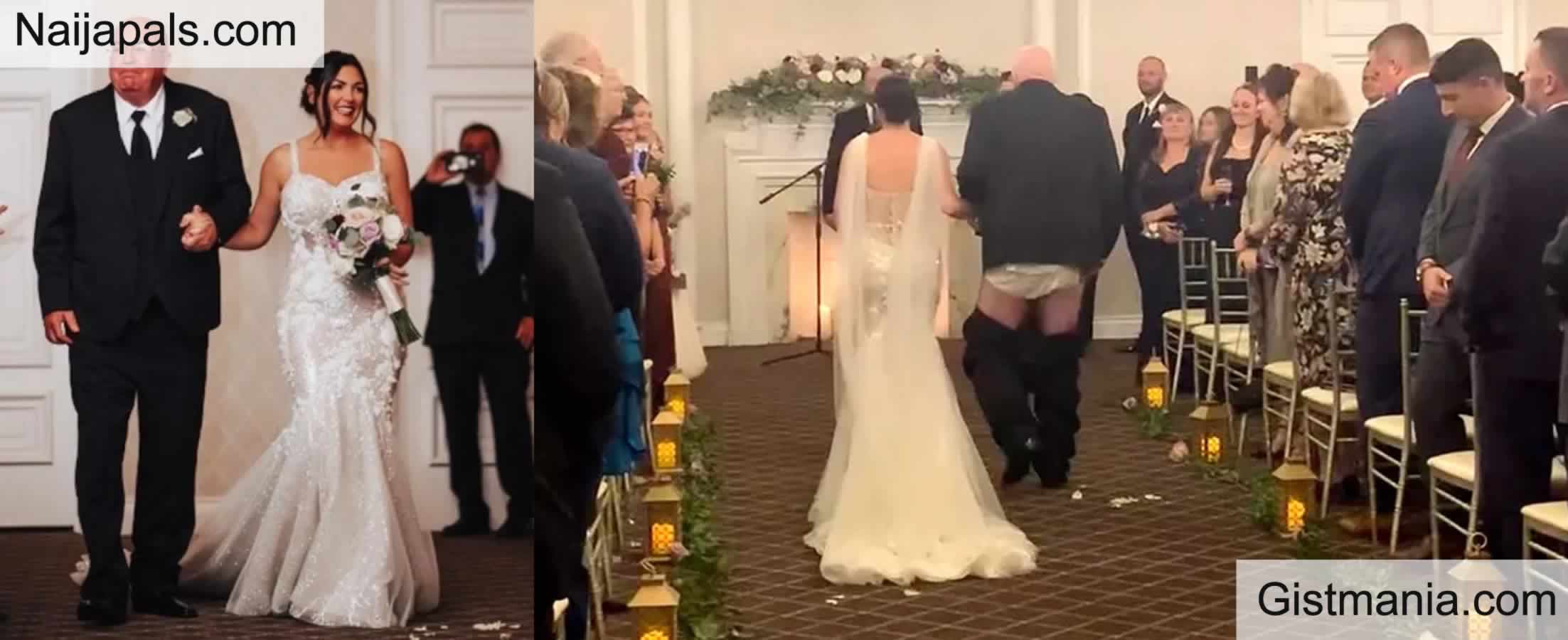 Embarassing Moment When Father's Pants Fell Down While He Was Walking Daughter Down The Aisle