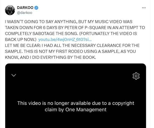 Darkoo Accuses Peter Okoye of Song Sabotage Over Feature Dispute