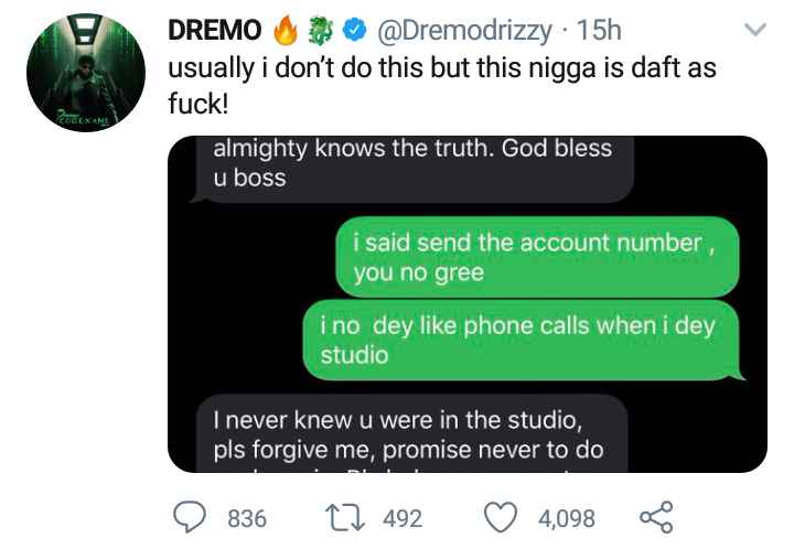 Checkout This Hilarious Conversation Between Artiste, Dremo And A Man Who Asked Him For Help  %Post Title