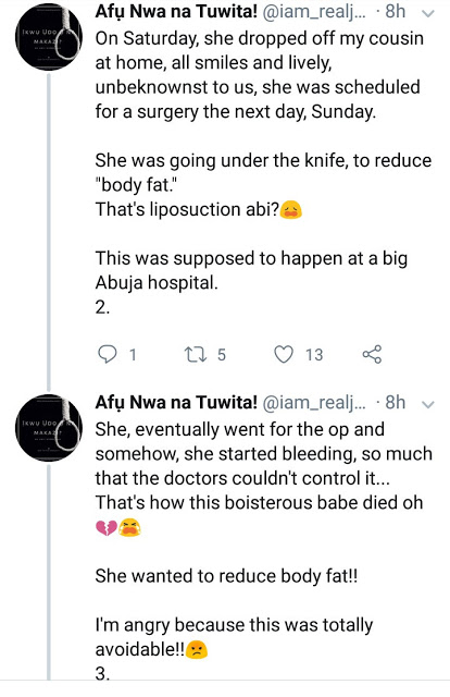 Liposuction Goes Wrong As Abuja Big Girl Dies On Surgeon's Table %Post Title