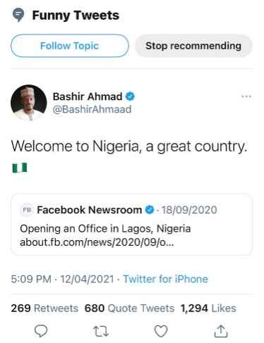 LMAO! Twitter Tags Presidential Aide's 'Nigeria Is A Great County' Post As Funny  Tweet - Gistmania