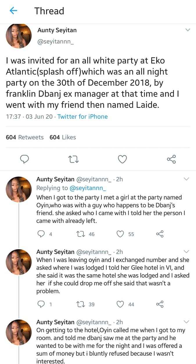 Lady Who Accuses DBanj Of Molesting Her Reveals Herself, Shares Fresh Details (Screenshots)  %Post Title