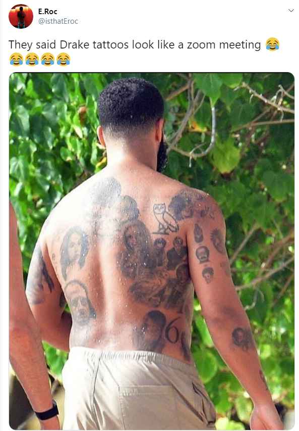 Drakes Back Tattoos Are Being Hilariously Roasted By Twitter Users   Narcity