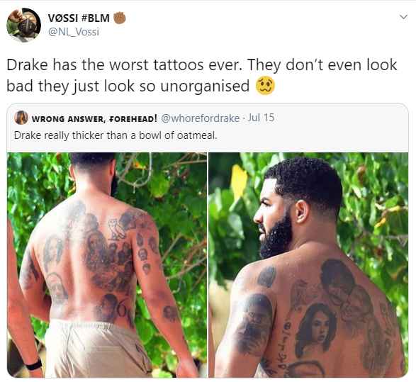 Drakes Back Owl Tattoo PopStarTats