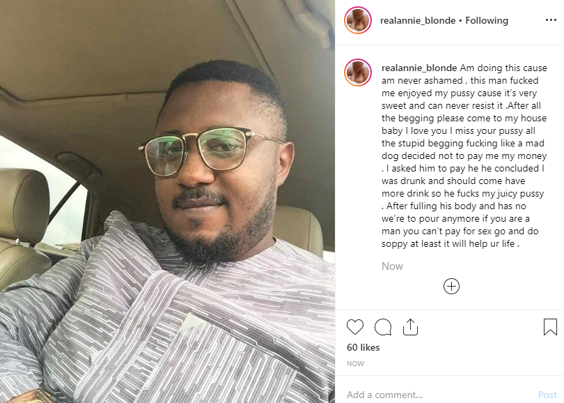 Nigerian Porn Star, Annie Blonde Calls Out Man Who Had Sex With Her And Refused To Pay - Photo/Image