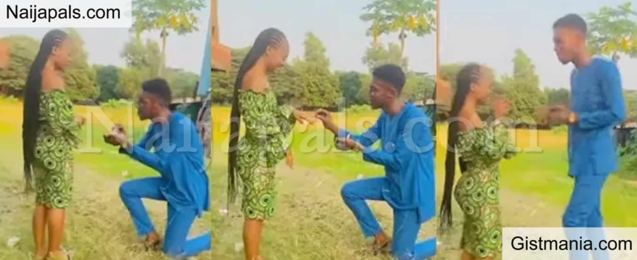 <img alt='.' class='lazyload' data-src='https://img.gistmania.com/emot/video.gif' /><b> Lady Refuses To To Kiss Her Man After Saying Yes To Marriage Proposal</b> (VIDEO)