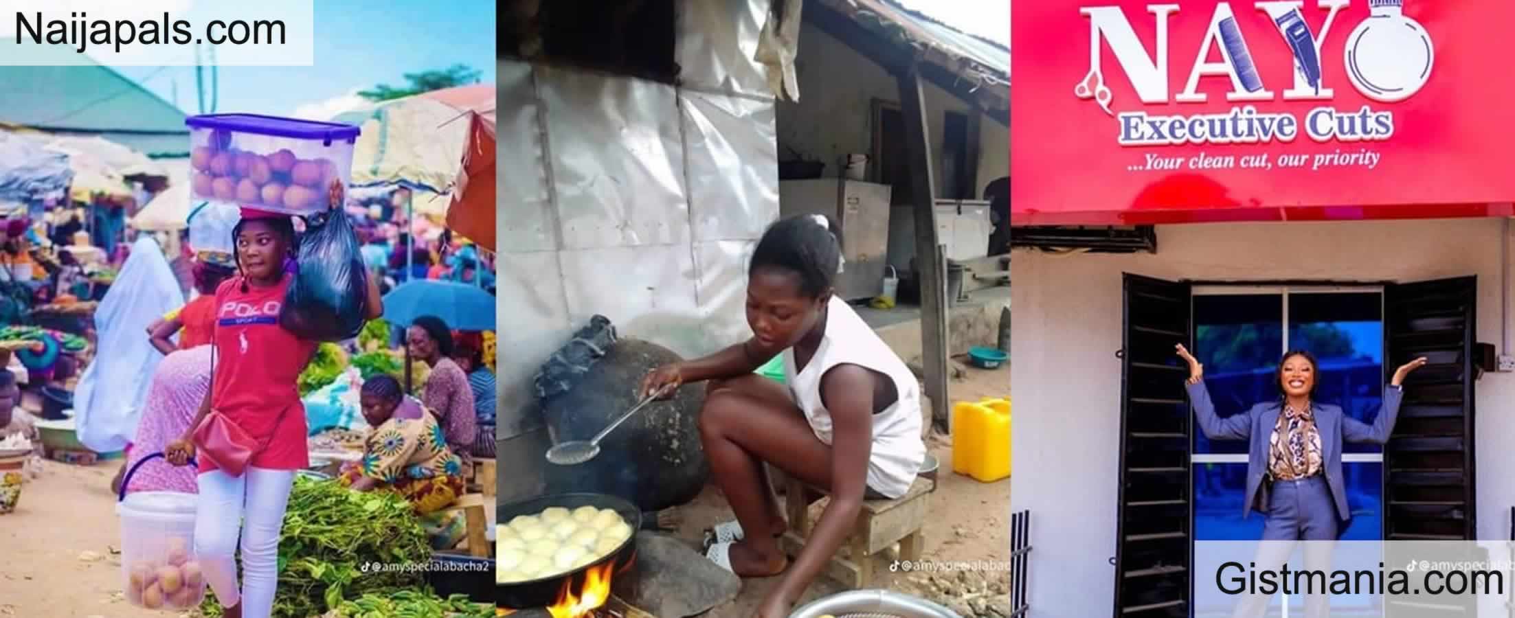 HARDWORK PAYS; Lady Opens Own Shop After Years Of Hawking Chin Chin, Egg Rolls, Puff Puff