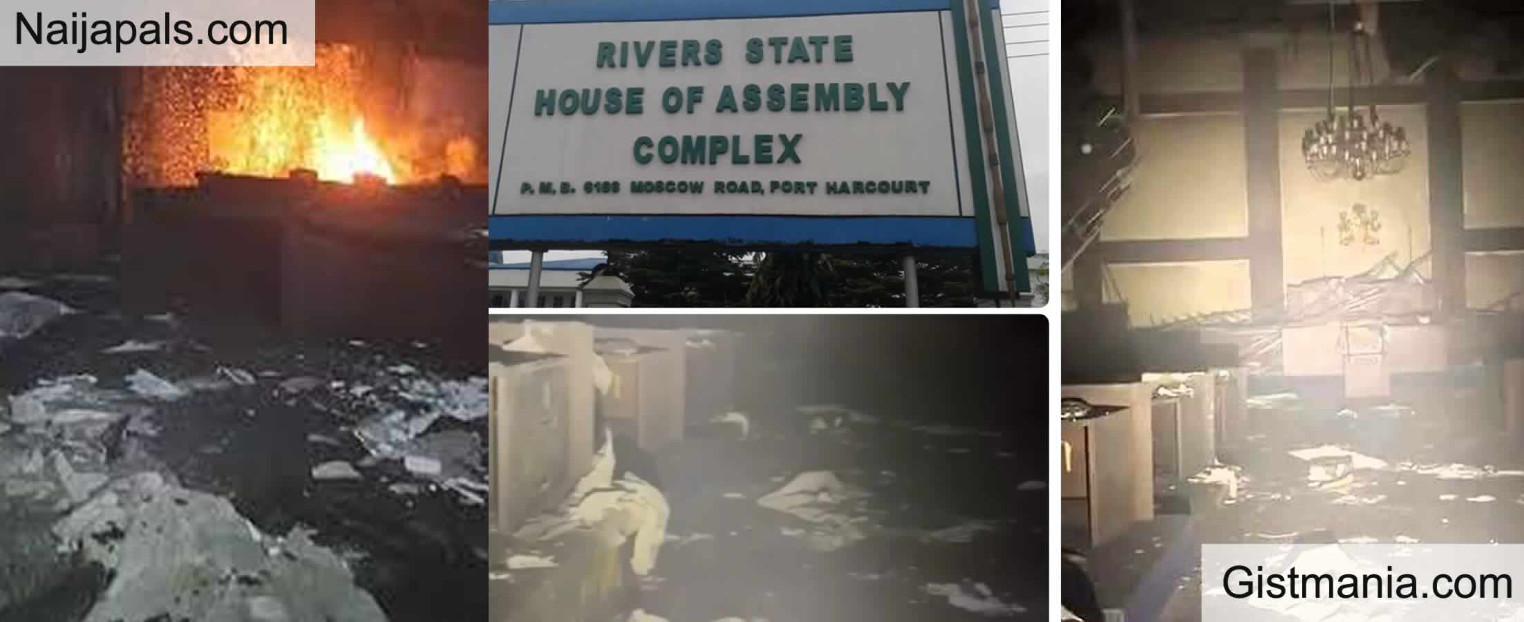 Rivers State Assembly Complex Razed Down Over Threat To Impeach Gov Fubara