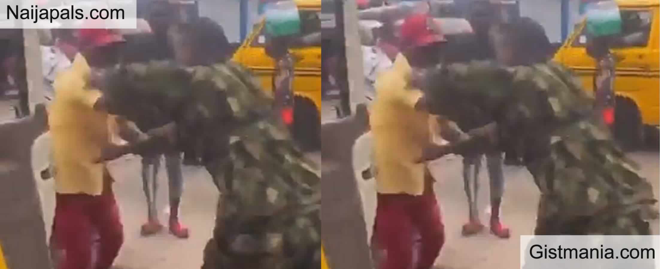 VIDEO: Drama As Soldier And LASTMA Official Caught Fighting Dirty In ...