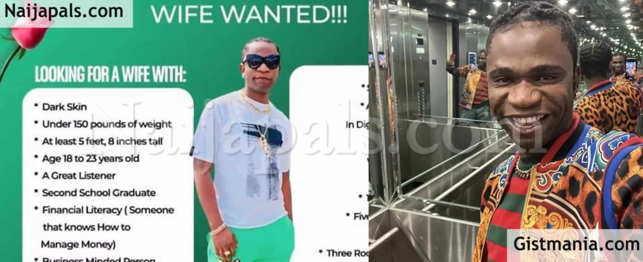 Speed Darlington’s Unending Criteria For A Wife As He Seeks Application From Interested Ladies
