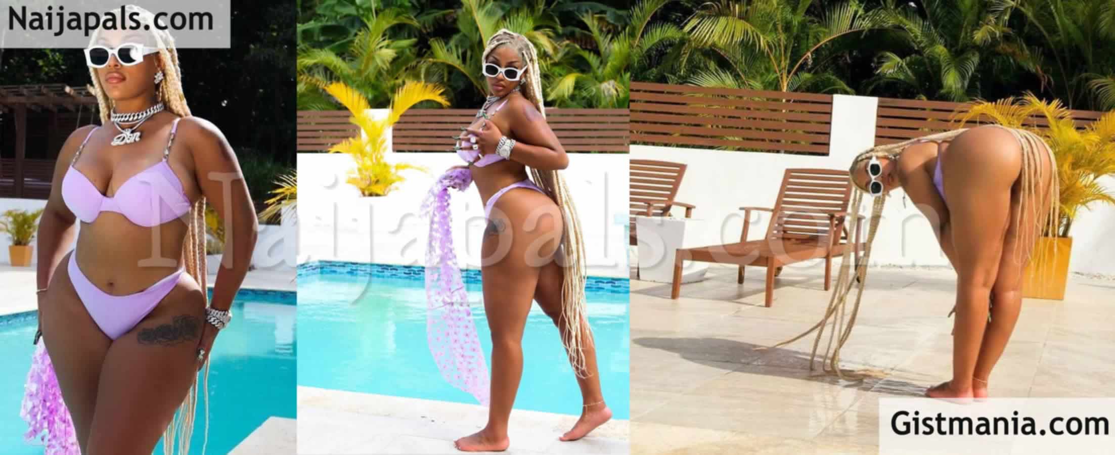 <img alt='.' class='lazyload' data-src='https://img.gistmania.com/emot/photo.png' /> <b>Burna Boy's Ex Girlfriend, Stefflon Don Sets Tongues Wagling After Flaunting Her Huge Backside While Spending Time At Poolside</b> (Photos)