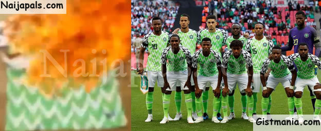 Angry Fan Sets His Super Eagles' Jersey On Fire Over Loss To