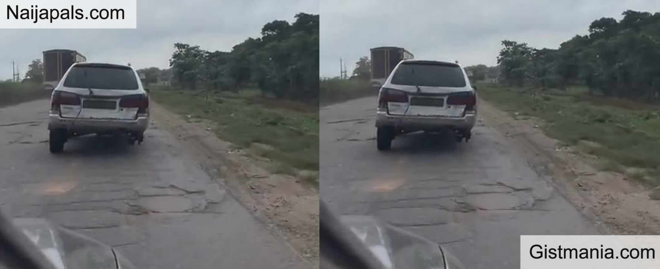 VIDEO; Road Users In Shock To Spot Car With Only Three Tyres Plying The Sagamu Road