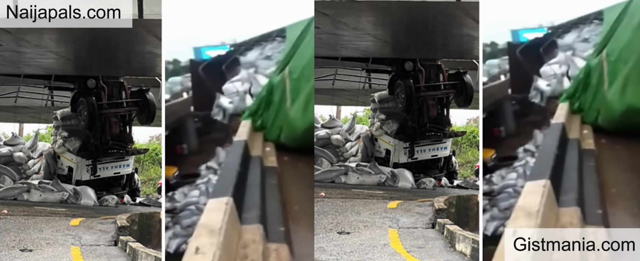 VIDEO: Watch Moment Heavy Loaded Trailer Collapse On Otedola Bridge ...