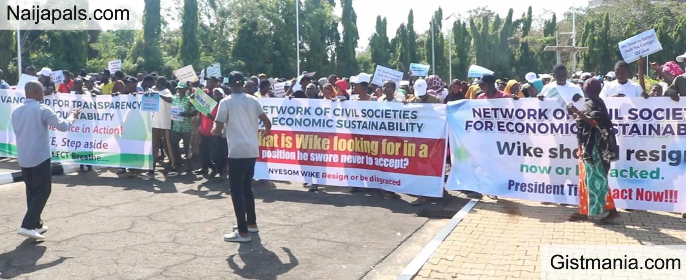 Protesters Storm National Assembly, Demand FCT Minister Wike’s Resignation