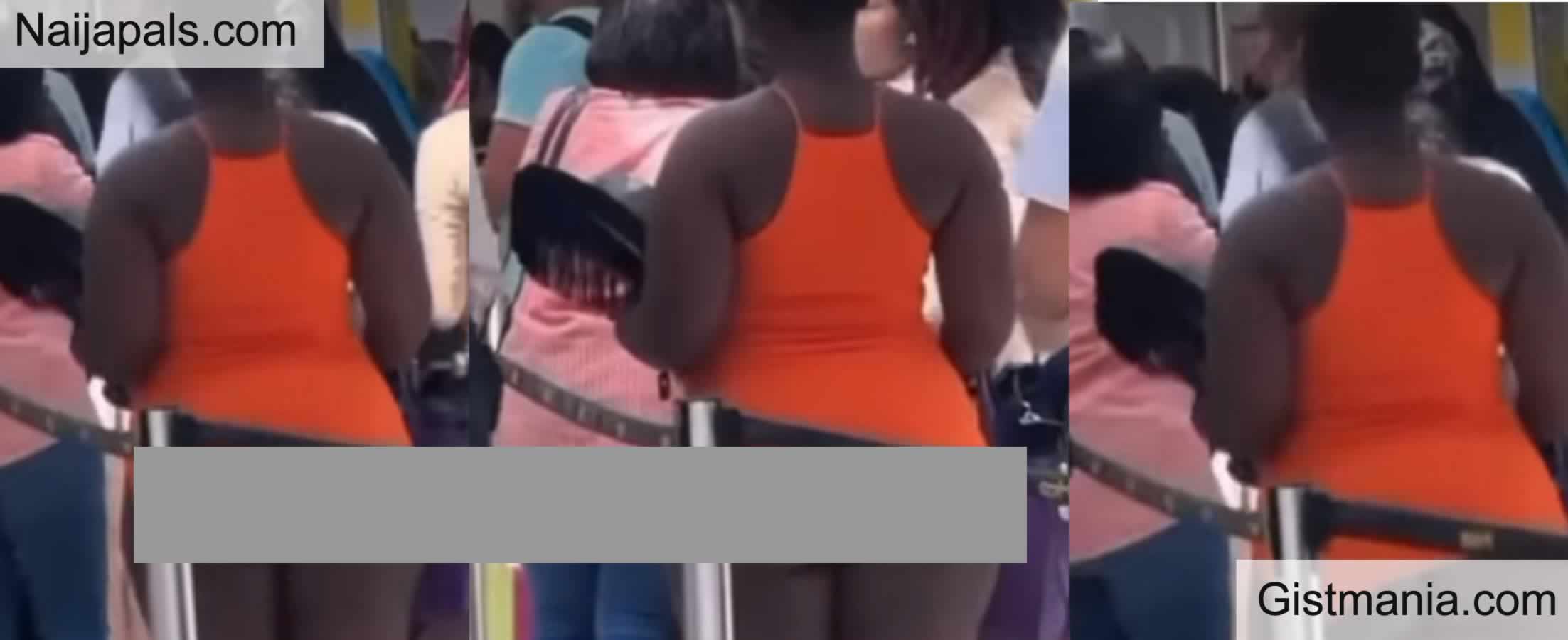 Black Woman Causes Stir As She Stands in Queue Half N00d At Florida Airport  (Video) - Gistmania